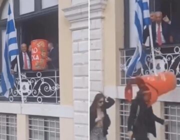 Σκηνικό από ταινία στην Κέρκυρα: Μπότης από το δημαρχείο έπεσε στο κεφάλι περαστικής – Το διακωμώδησαν (video)
